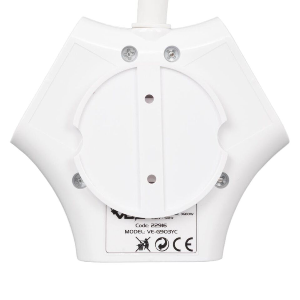 VEA VE-G903YC 3 Lü Priz Usb li Type-c Girişli Çoklu Priz 1.5 Metre Kablolu Uzatma Kablosu 3860 Watt 16 Amper