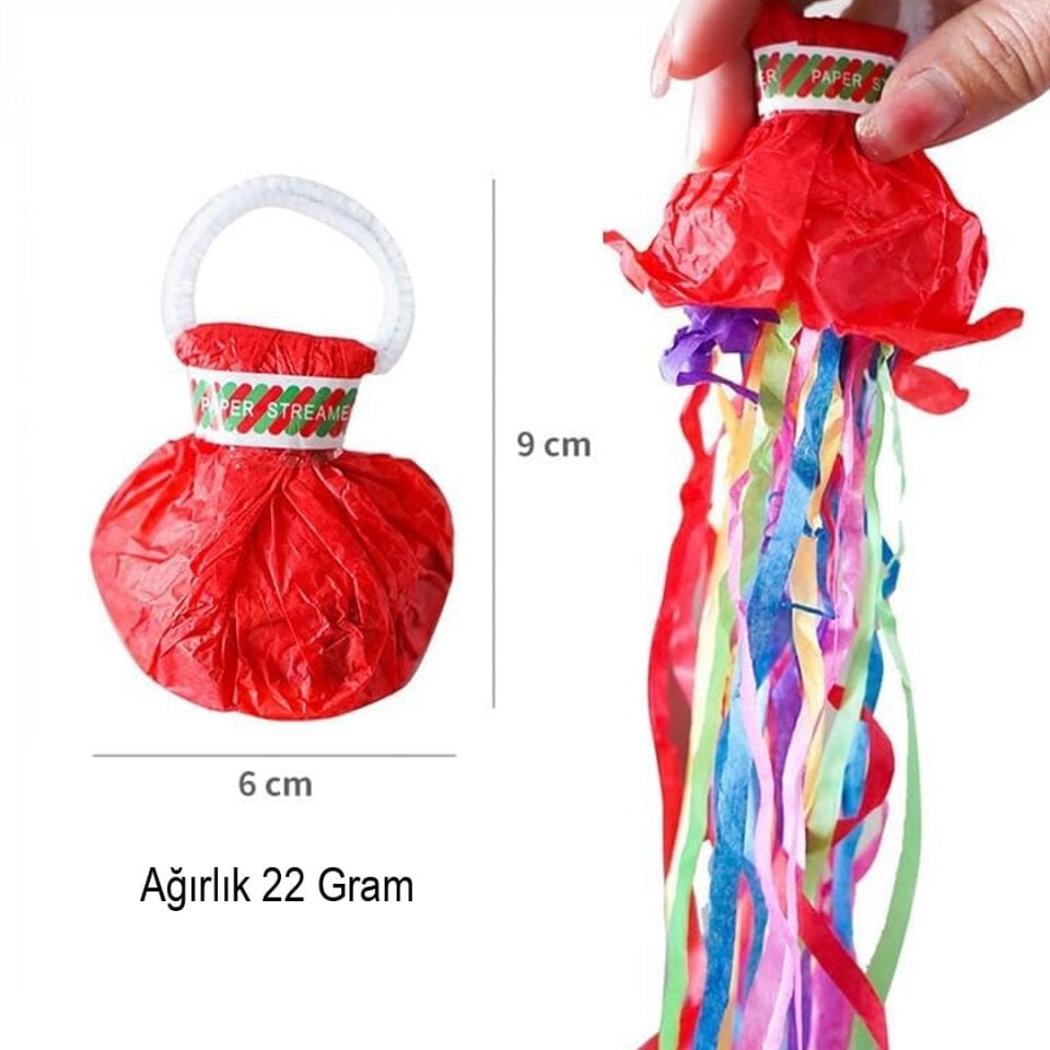 Ayt Sunup Çek Bırak Karışık Konfeti Atıcı Renkli Kağıt Şeritli Parti Popper 10 Lu Paket Düğün Nışan Organizasyonları İçin