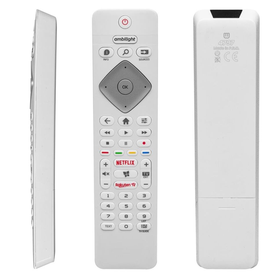 Ayt Kl Philips Ambilight Netflix Rakuten Tuşlu Beyaz Lcd Led Tv Kumandası Uzaktan Kumanda