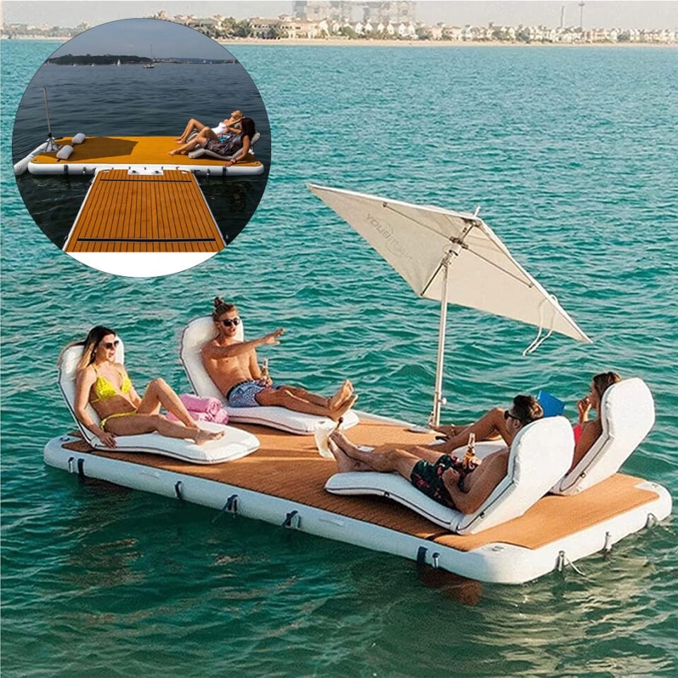 Ayt Sunup SN-24885 Şişme Yüzen Deniz Yatağı İskele Paltform 300x100 Cm 600 Kg Taşır Elektrikli Hava Pompası