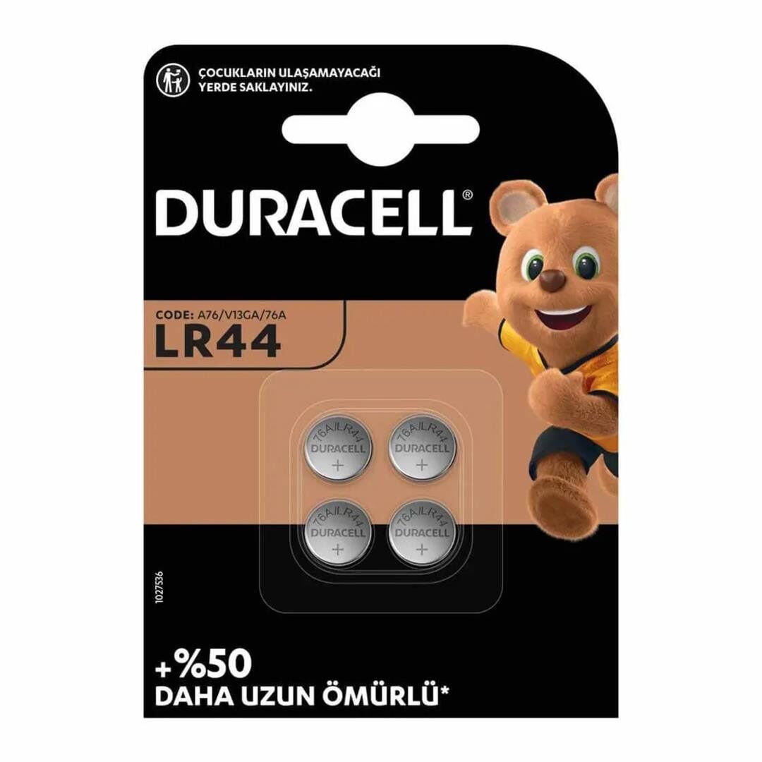 Duracell LR44 1.5 Volt Düğme Pil 4 lü LR44 1.5v Düğme Pil Saat Pili