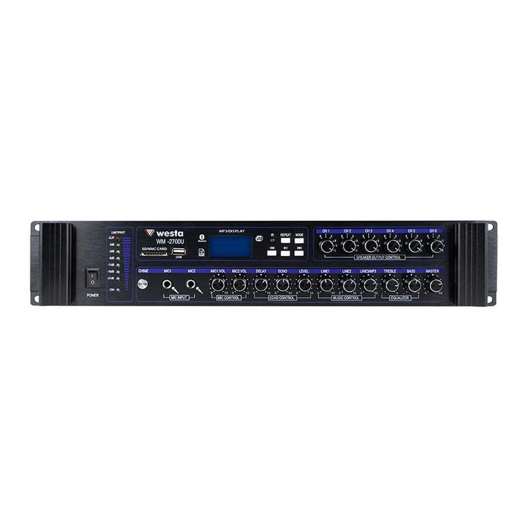 Ayt Westa Wn-2700u 700 Watt 6 Bölgeli Hat Trafolu Mikser Amfi Stüdyo Tipi Anfi Usb Sd Kart Bluetooth