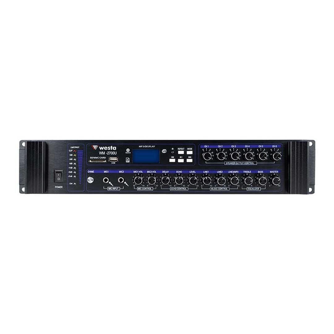 Ayt Westa Wn-2700u 700 Watt 6 Bölgeli Hat Trafolu Mikser Amfi Stüdyo Tipi Anfi Usb Sd Kart Bluetooth