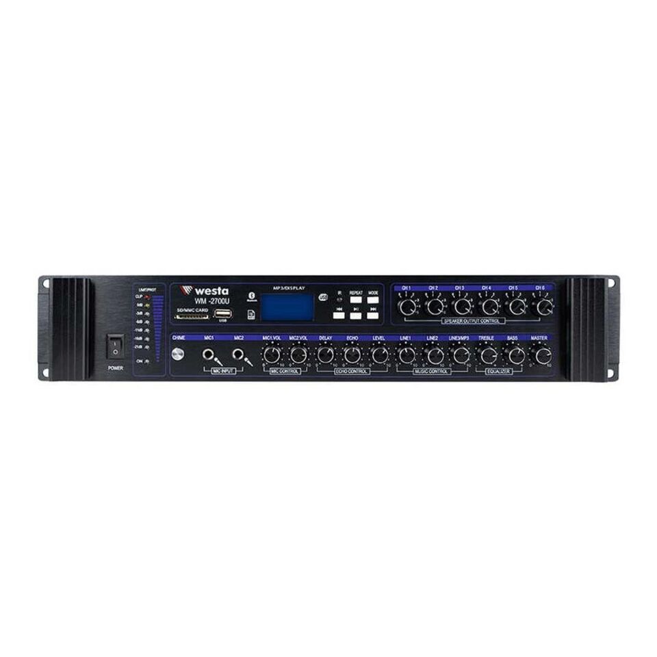 Westa WM-2700U 700W USB/BT/SD 6 Bölgeli Hat Trafolu Mikser Amfi - Anfi