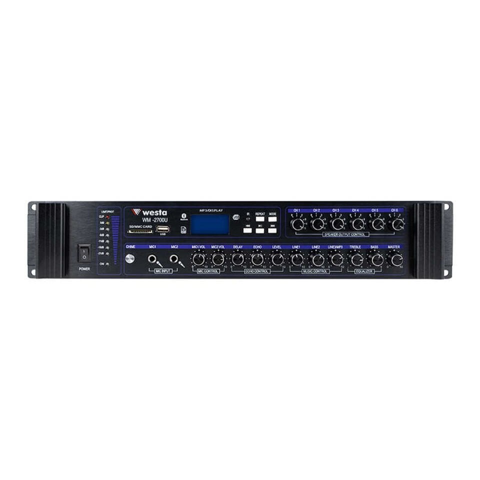 Ayt Westa Wn-2700u 700 Watt 6 Bölgeli Hat Trafolu Mikser Amfi Stüdyo Tipi Anfi Usb Sd Kart Bluetooth