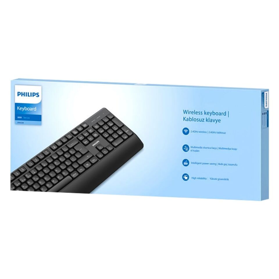 Philips SPK634B USB Kablosuz Ofis Tipi Siyah Numpadli Türkçe Q Klavye