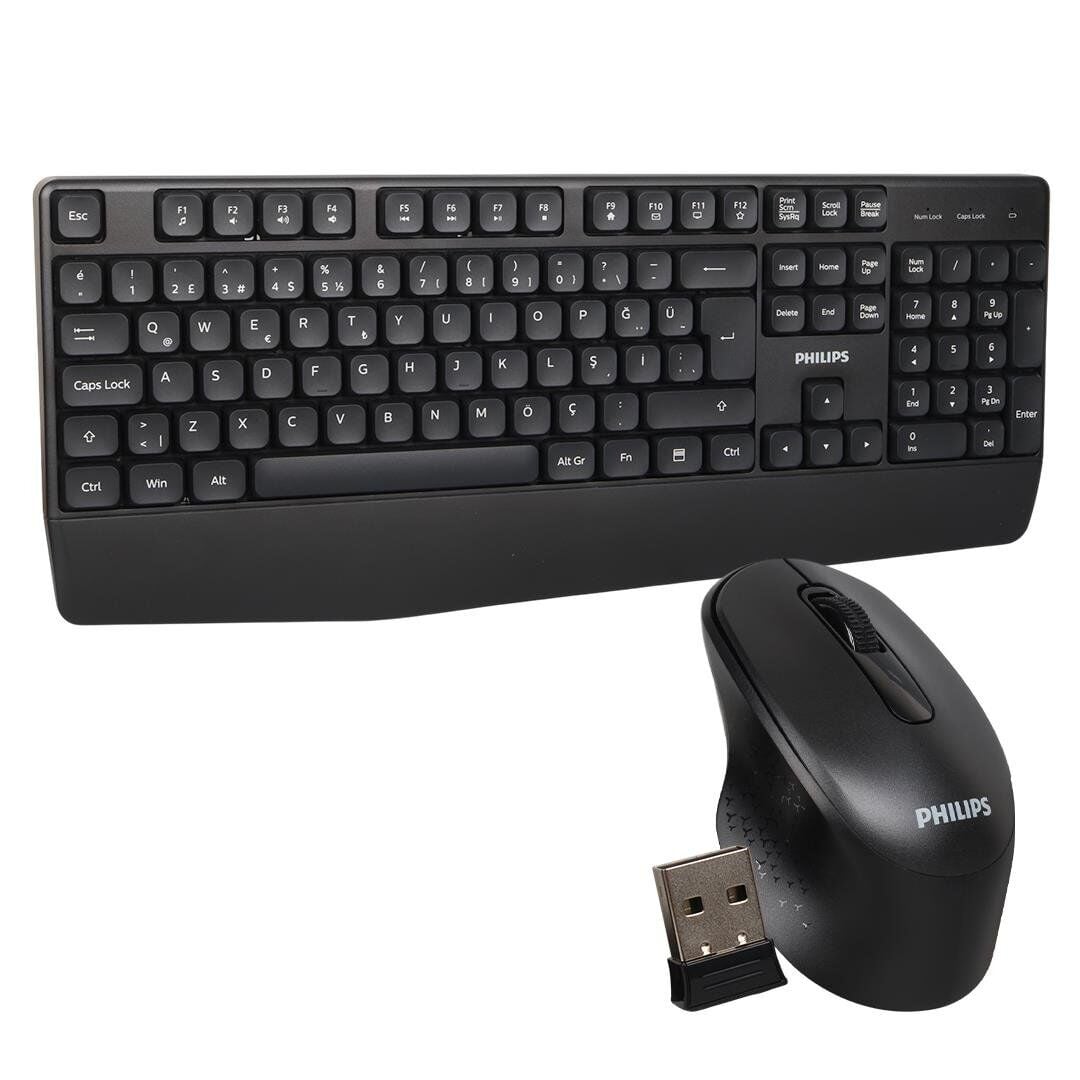 Philips SPK634B USB Kablosuz Ofis Tipi Siyah Numpadli Türkçe Q Klavye