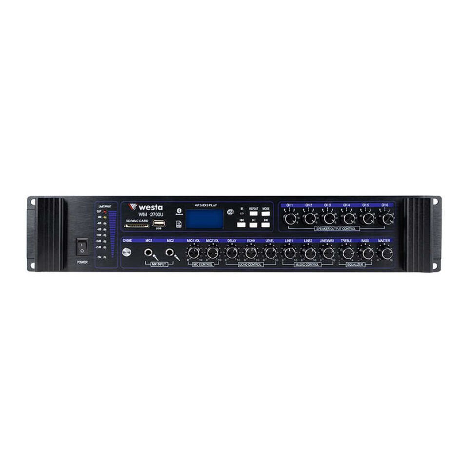 Ayt Westa Wn-2700u 700 Watt 6 Bölgeli Hat Trafolu Mikser Amfi Stüdyo Tipi Anfi Usb Sd Kart Bluetooth