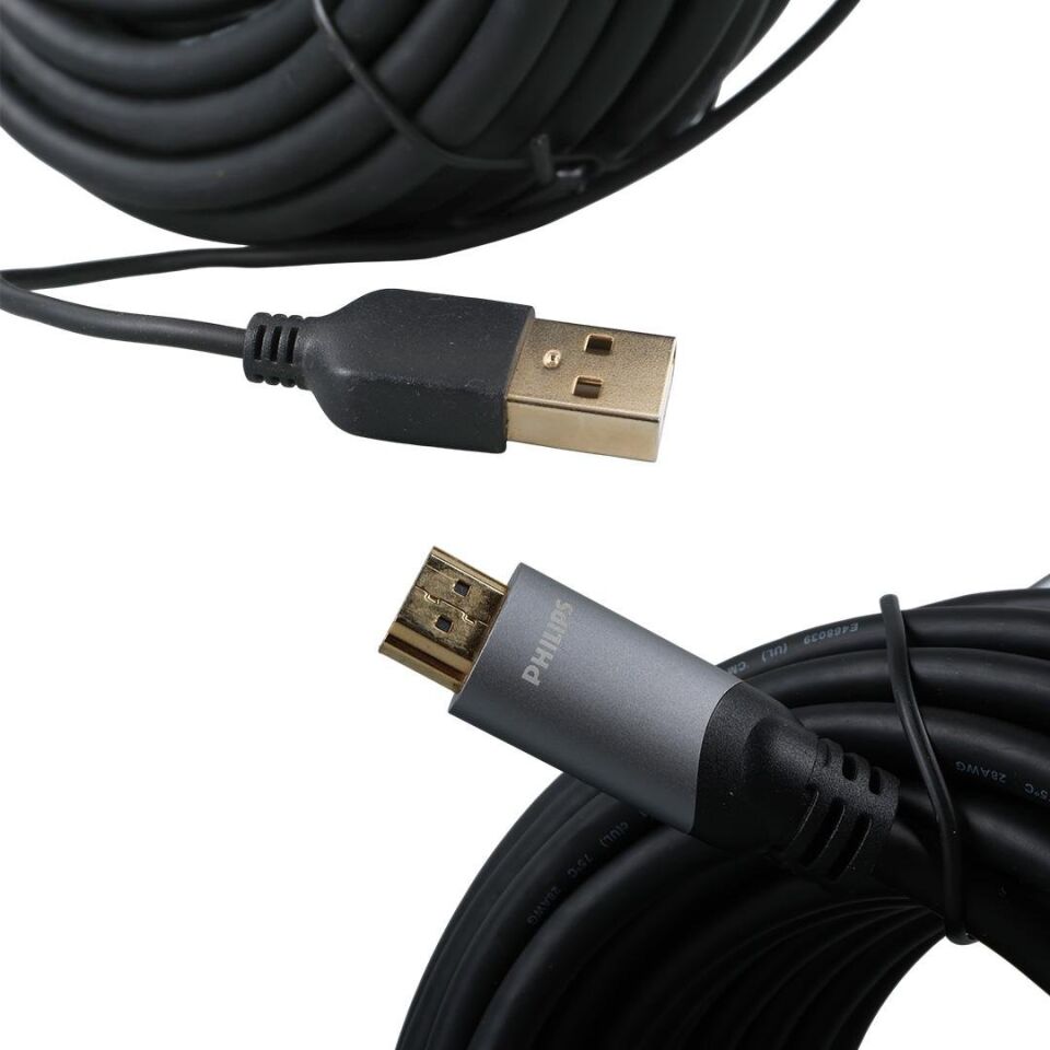 Philips SWL6122B/93 4K 60 Hz 15 Metre Usb Güç Kablolu Hdmı Görüntü Kablosu Uydu Cihazı Pc Bilgisayar Görüntü Kablosu