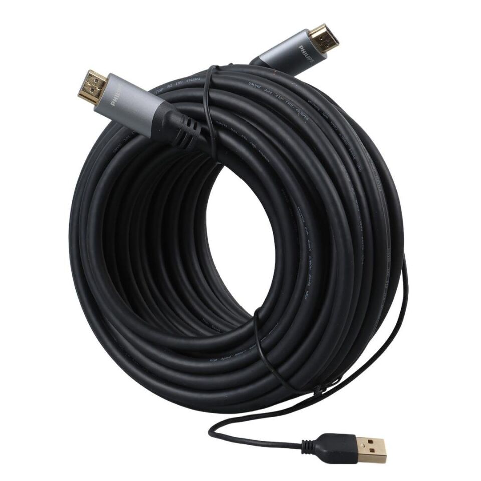 Philips SWL6122B/93 4K 60 Hz 15 Metre Usb Güç Kablolu Hdmı Görüntü Kablosu Uydu Cihazı Pc Bilgisayar Görüntü Kablosu