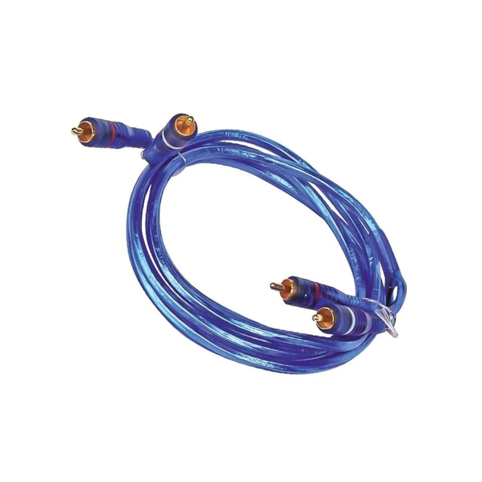 Ayt 2 Rca 2 Rca 1.8 Metre Mavi Şeffaf Amfi Kablo Oto Anfi Kablosu