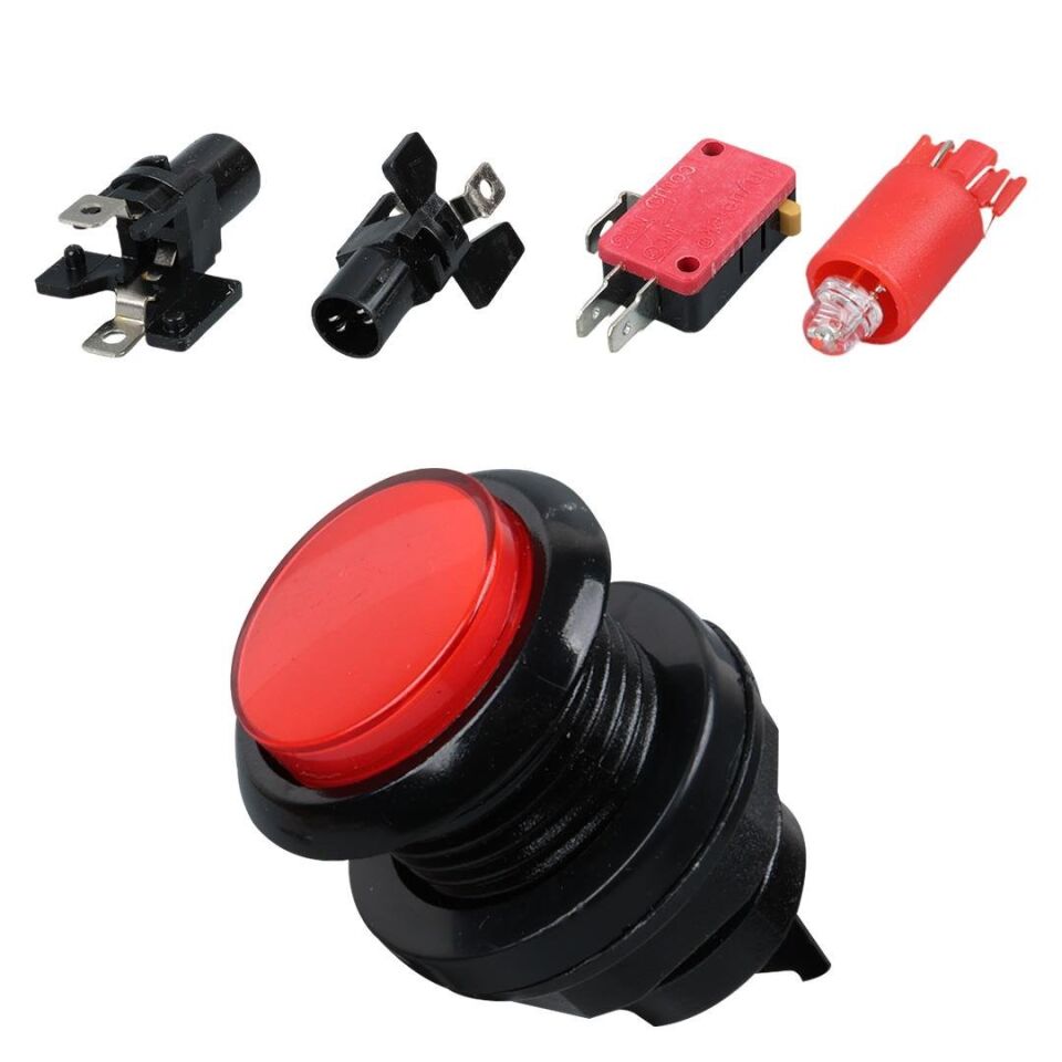 IC-180J-1 Atari Butonu 12V Ledli Kafa Çapı 24mm Delik Çapı 24mm Anahtar Düğme