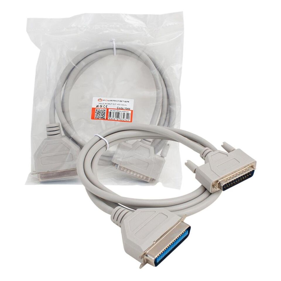 Powermaster PM-4940 1.5 Metre IEEE1284 DB25 Erkek - DB25 Dişi Paralel LPT Yazıcı Kablosu