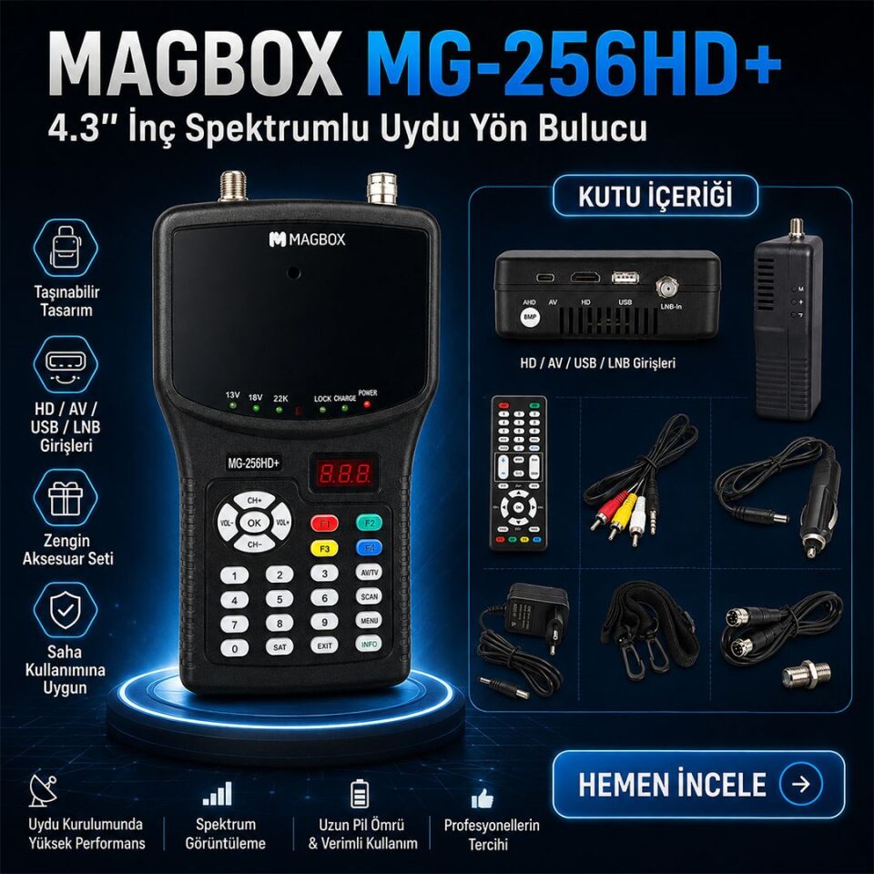 Magbox MG-256HD+ 4.3'' İnç Spektrumlu Uydu Yön Bulucu