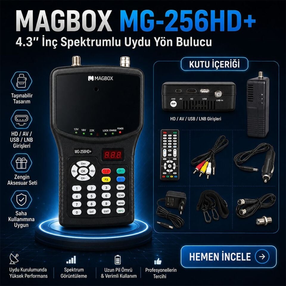 Magbox MG-256HD+ 4.3'' İnç Spektrumlu Uydu Yön Bulucu