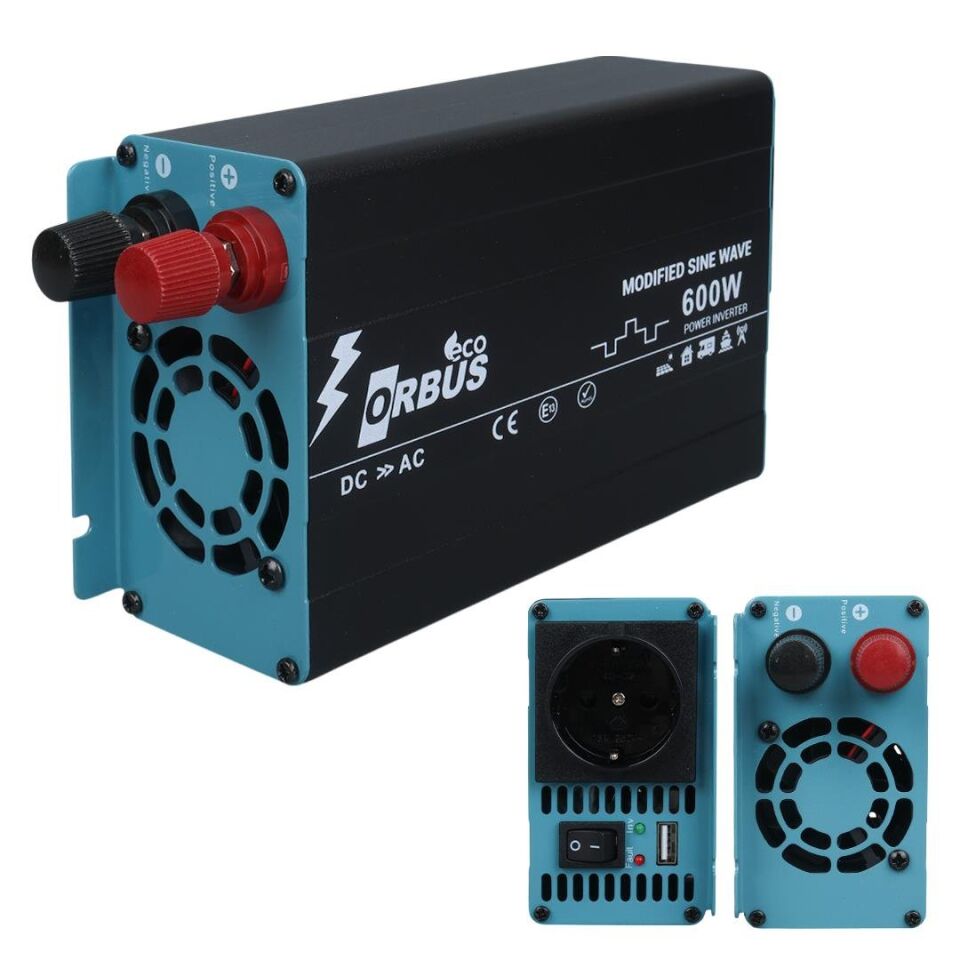 Orbus ORB600M DC 12V 220V AC 600W 1200W Modified Sinus Sine Wave Inverter
