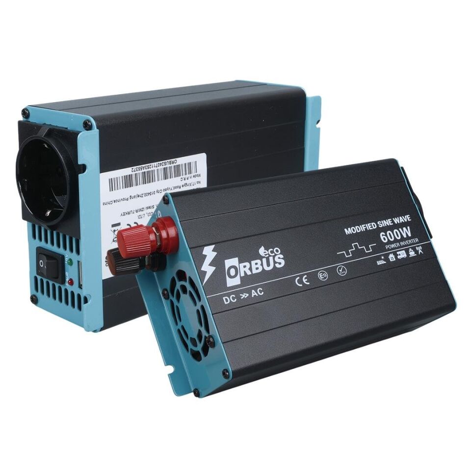 Orbus ORB600M DC 12V 220V AC 600W 1200W Modified Sinus Sine Wave Inverter
