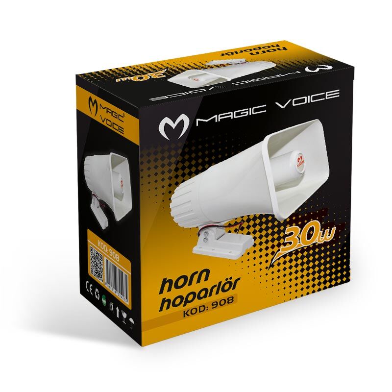 Magicvoice MV-908 300 Watt 8 Ohm Plastik Horn Hoparlör Okul Cami Açık Hava Dış Mekan Hoparlörü