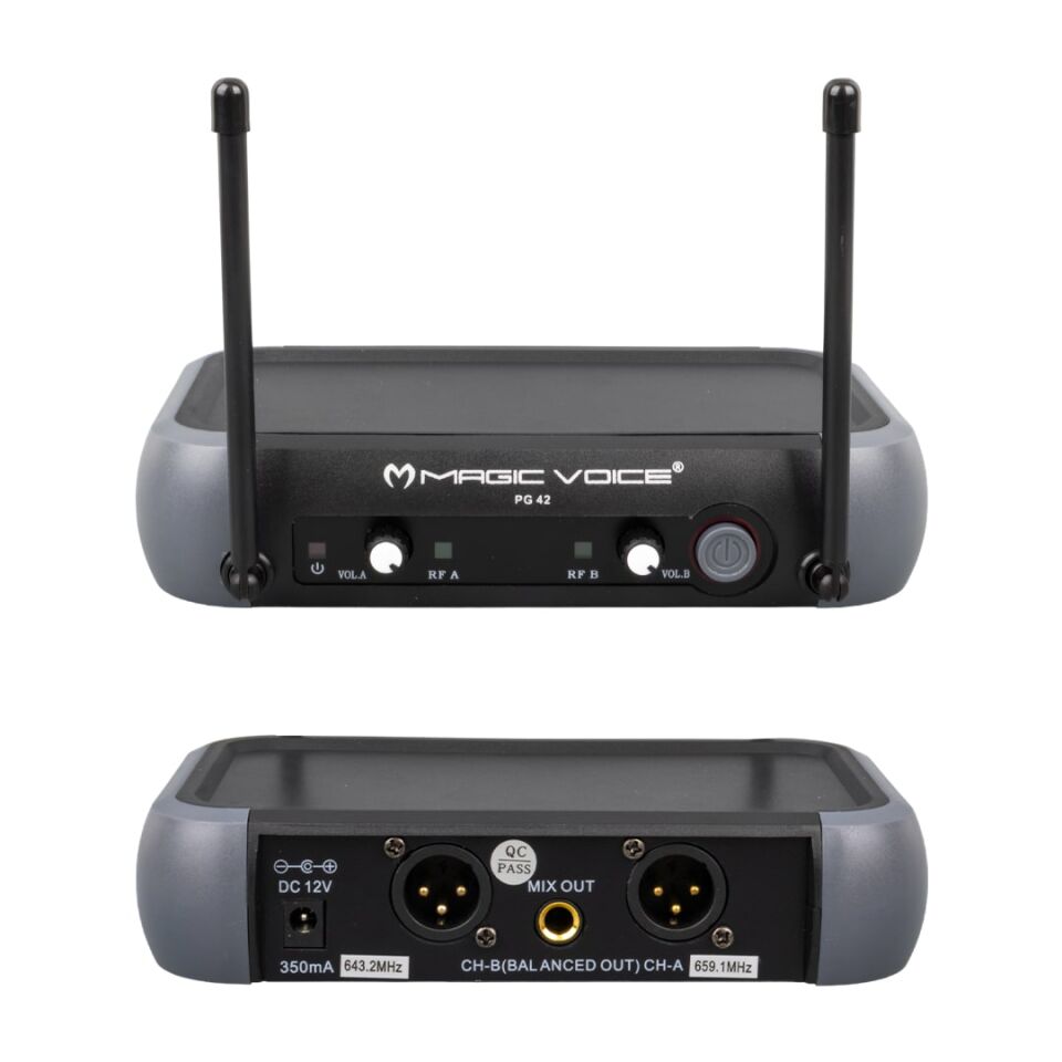 Magicvoice PG-42X Vhf 2 Adet El Kablosuz Volüm Ses Kontrollü Telsiz Mikrofon Kablosuz El Mikrofonu