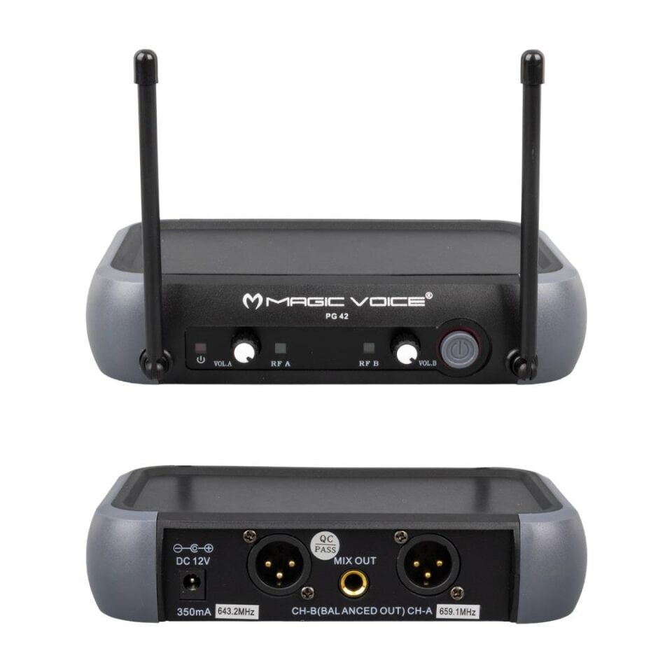 Magicvoice PG-42X Vhf 2 Adet El Kablosuz Volüm Ses Kontrollü Telsiz Mikrofon Kablosuz El Mikrofonu