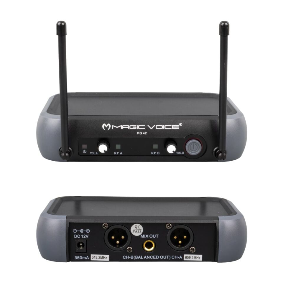 Magicvoice PG-42X Vhf 2 Adet El Kablosuz Volüm Ses Kontrollü Telsiz Mikrofon Kablosuz El Mikrofonu