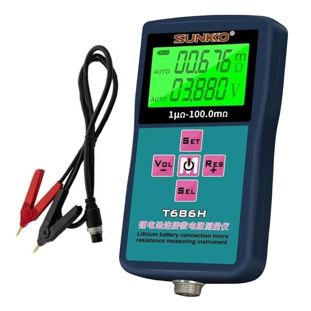 Sunkko T686H Hassas Pil İç Direnç ve Voltaj Test Cihazı 0-100V 0-100 Ohm Şarj Edilebilir Pil Ölçüm Test Cihazı