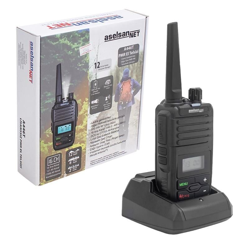 Aselsan Vox Özellikli 16 Kanal 12 Km Ekranlı Tekli Set El Telsizi Pmr 446 Seri Uyumlu 889702