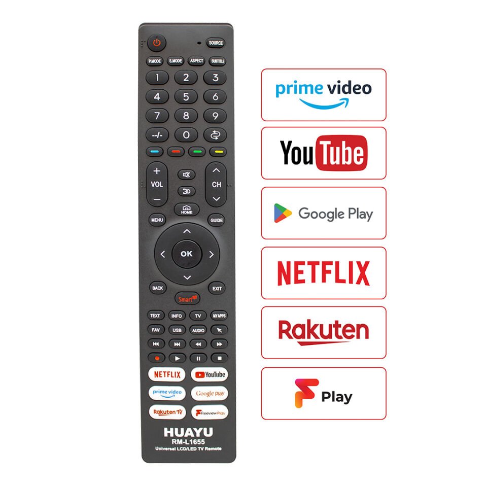 Ayt Huayu RM-L1655 Netflix YouTube Prime Video Google Play Tuşlu Universal Lcd Led Tv Kumandası Akıllı Kumanda
