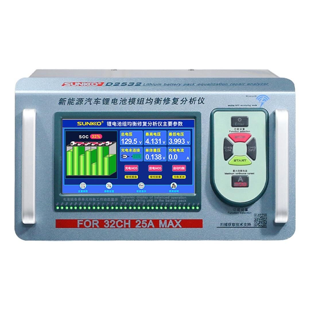 Sunkko D2532 Elektrikli Araç Scooter Bisiklet Lityum Batarya Pil Akü Modülü Dengeleyici Test Cihazı Analizörü
