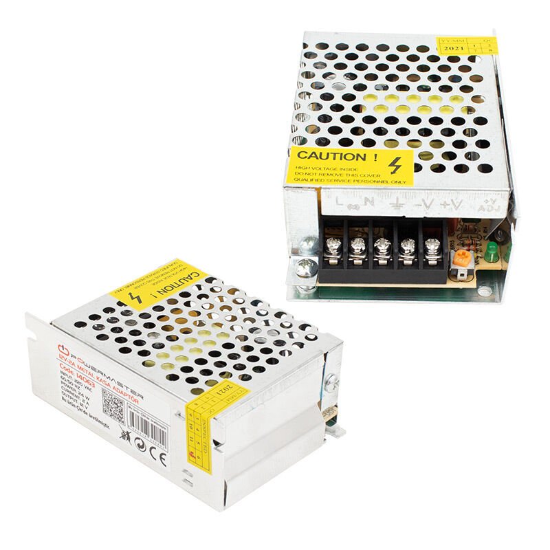 Ayt Powermaster 12V 2A Metal Kasa Adaptör Şerit Led Güvenlik Kamerası Adaptörü 12 Volt 2 Amper