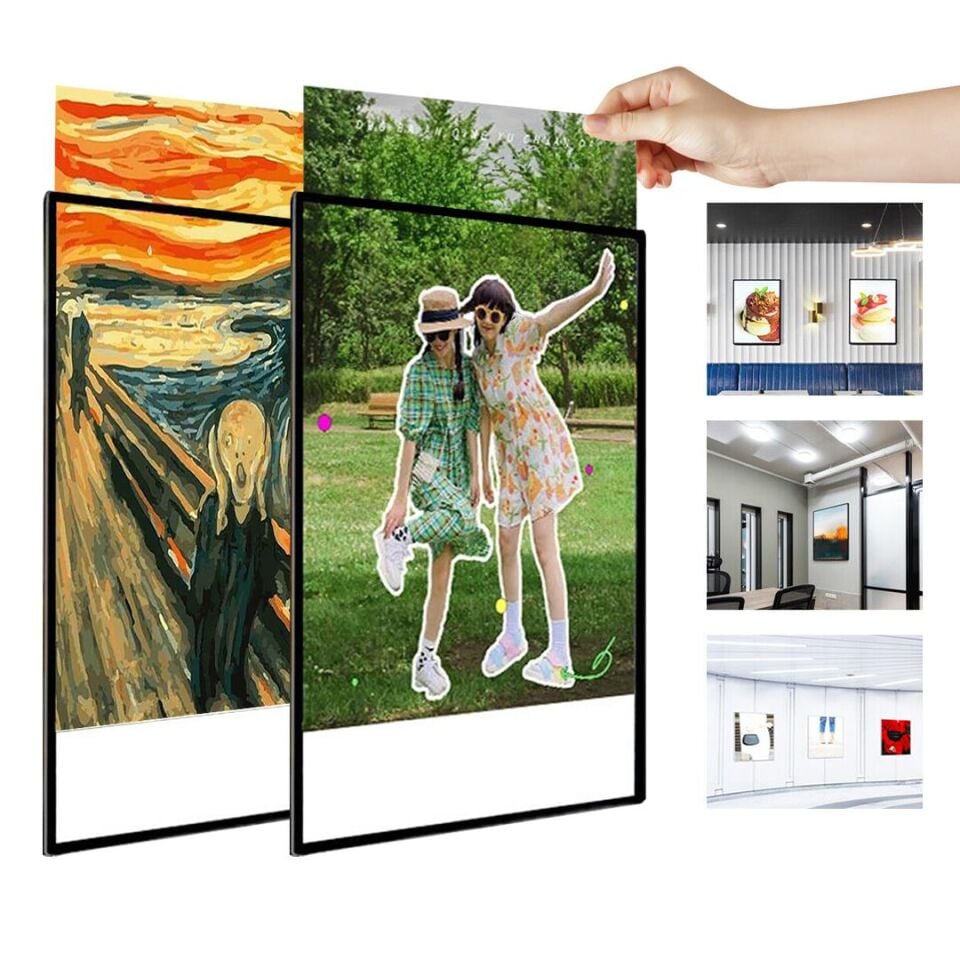 Ayt Powermaster PM-21756 Ledli Reklam Tabela Poster Çerçevesi 60x43 cm Beyaz Işıklı Afişlik Cam Vitrin Tabelası