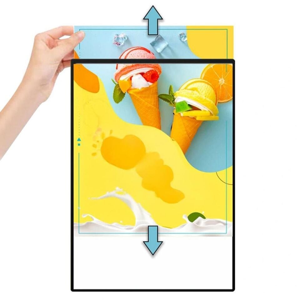 Ayt Powermaster PM-21756 Ledli Reklam Tabela Poster Çerçevesi 60x43 cm Beyaz Işıklı Afişlik Cam Vitrin Tabelası