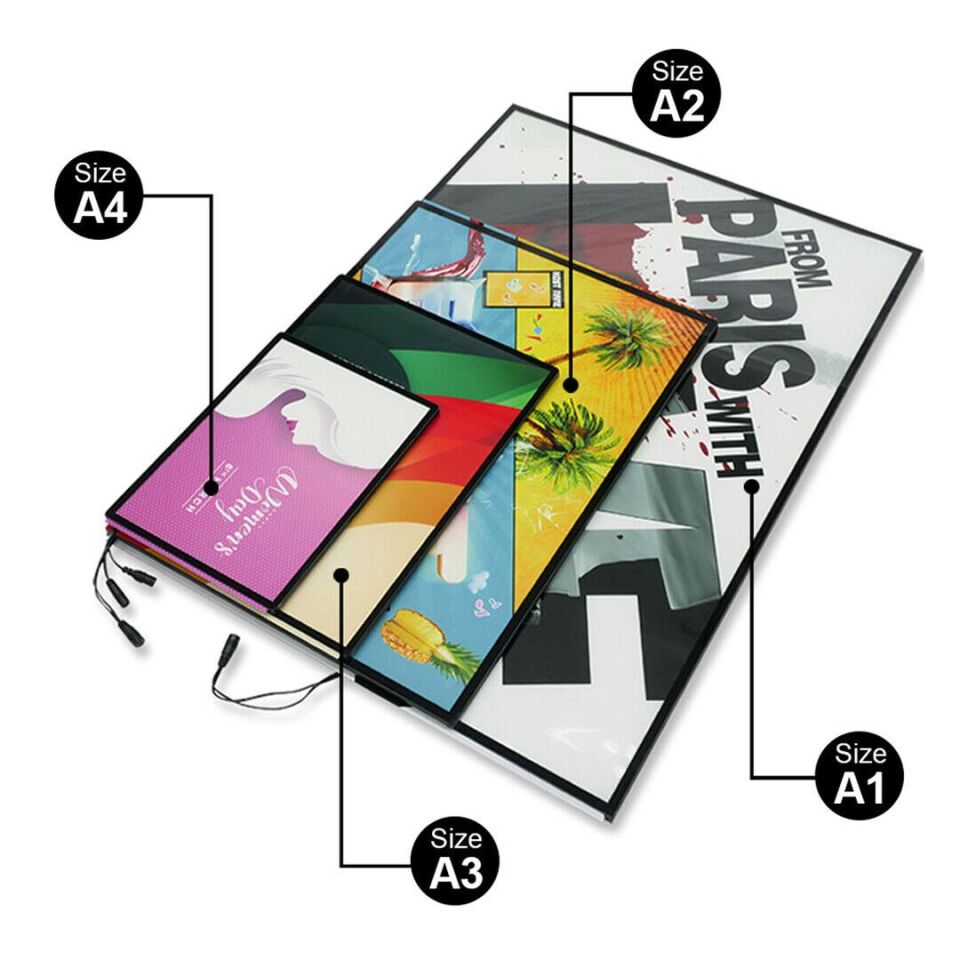 Ayt Powermaster PM-21756 Ledli Reklam Tabela Poster Çerçevesi 60x43 cm Beyaz Işıklı Afişlik Cam Vitrin Tabelası