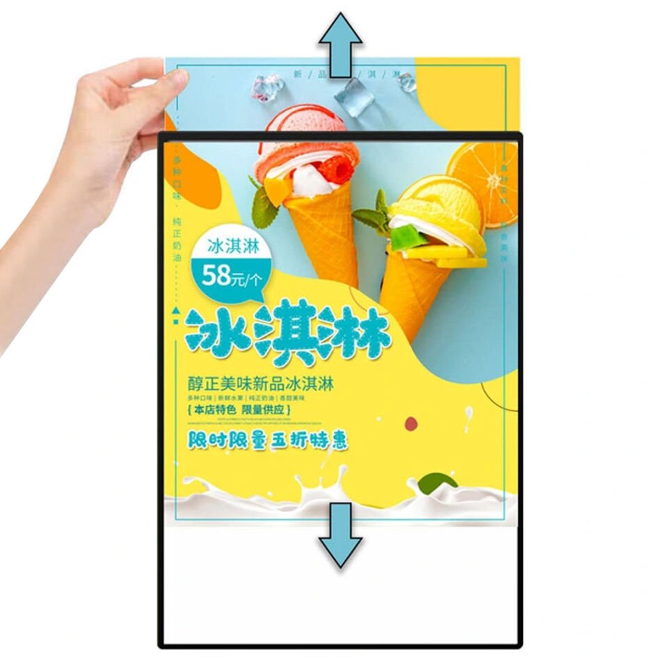 Ayt Powermaster PM-21756 Ledli Reklam Tabela Poster Çerçevesi 60x43 cm Beyaz Işıklı Afişlik Cam Vitrin Tabelası