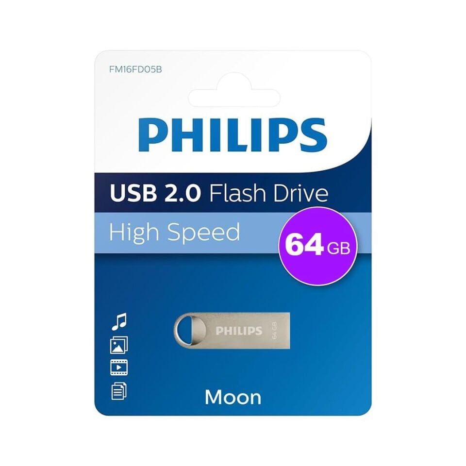 Philips FM64FD160B/00 64Gb Moon Klasik Gümüş USB 2.0 Metal Flash Bellek