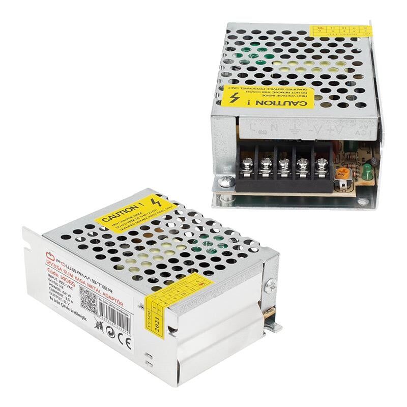 Powermaster PM-14065 12 Volt - 3.5 Amper - 42 Watt Metal Kasa Adaptör