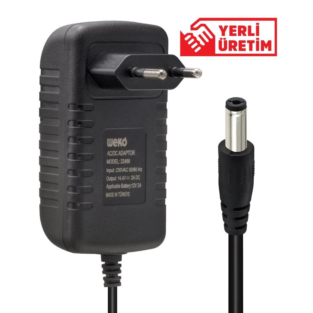 Ayt Weko 14.4 Volt 2 Amper 5.5x2.5 Uçlu Akü Şarj Cihazı Kırmızı Yeşil Ledli Adaptör