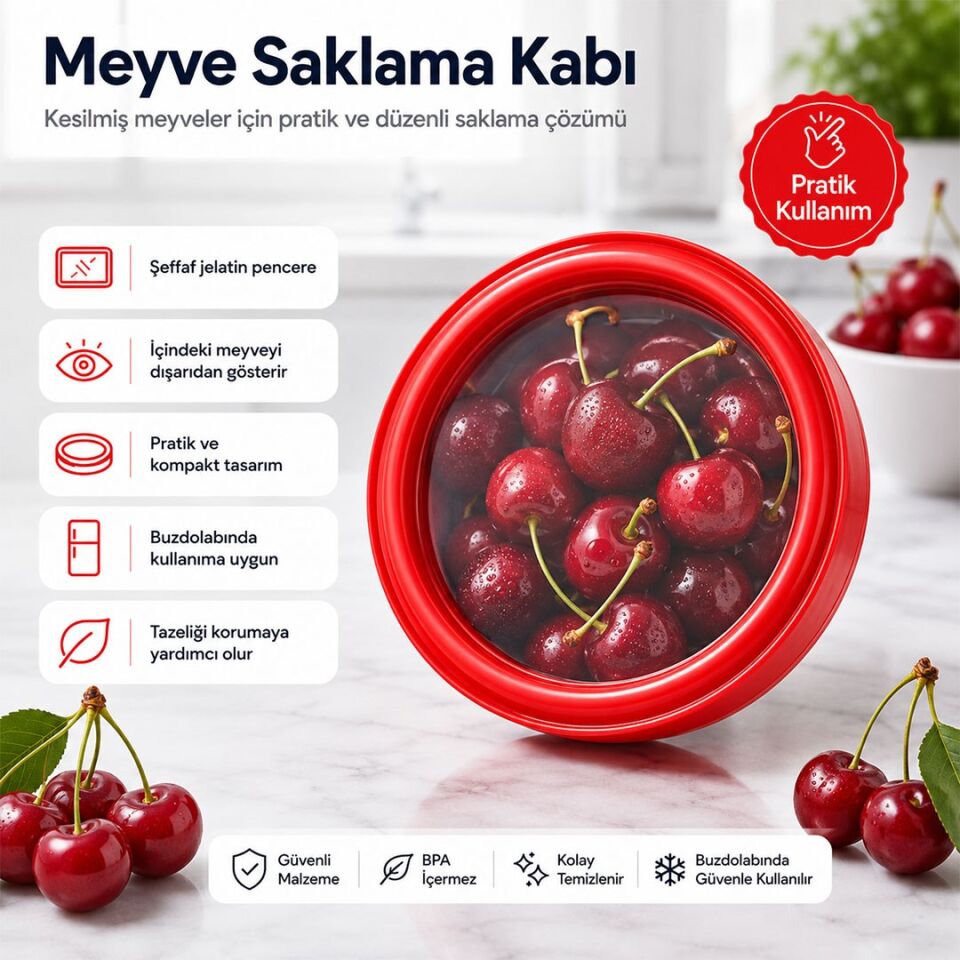 Sunup SN-38873 Sebze Meyve Saklama Kabı Kırmızı