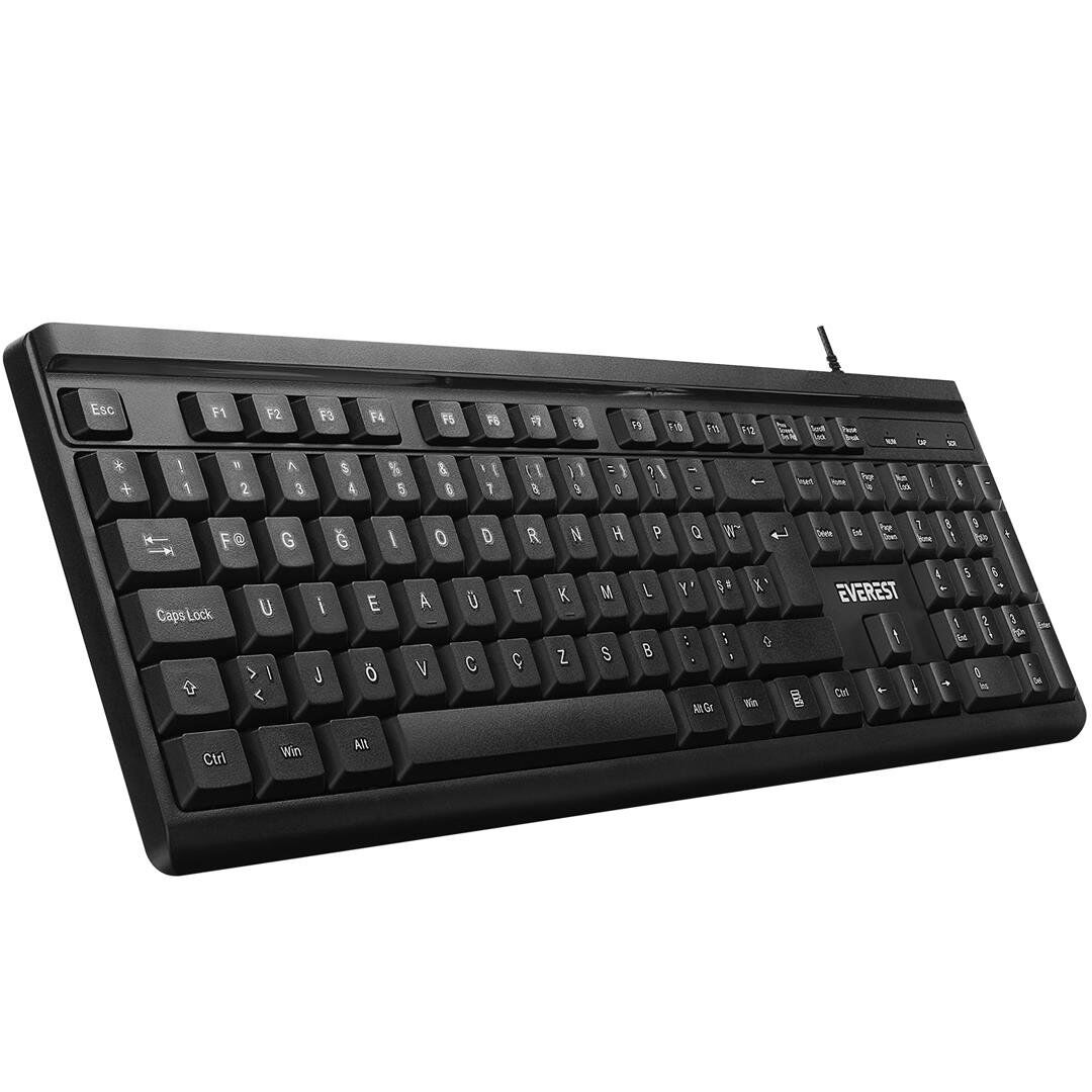 Everest KB-741F Siyah Gri 2 Mt. Bakır Kablolu Multimedia Usb Türkçe F Klavye