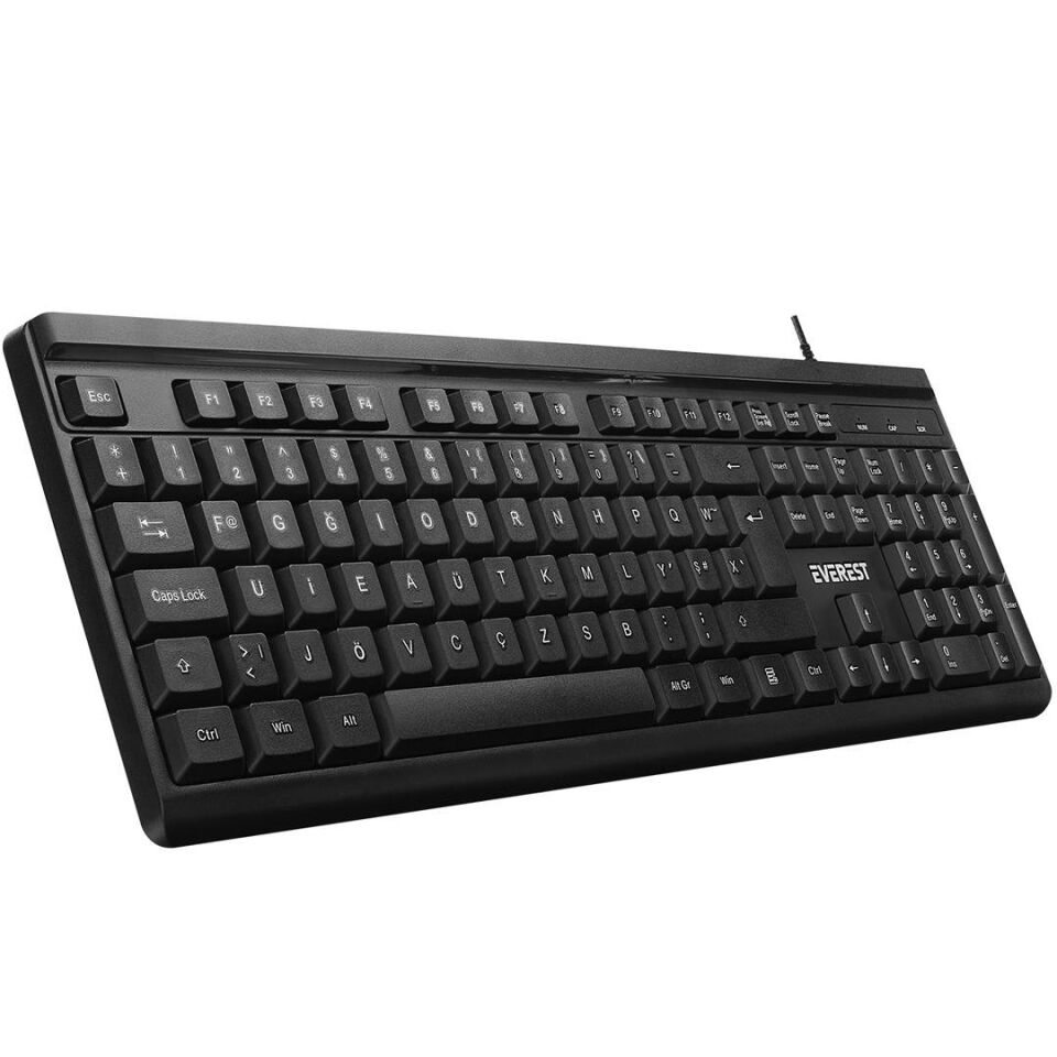 Everest KB-741F Siyah Gri 2 Mt. Bakır Kablolu Multimedia Usb Türkçe F Klavye
