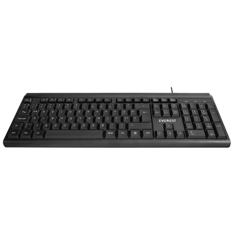 Everest KB-741F Siyah Gri 2 Mt. Bakır Kablolu Multimedia Usb Türkçe F Klavye