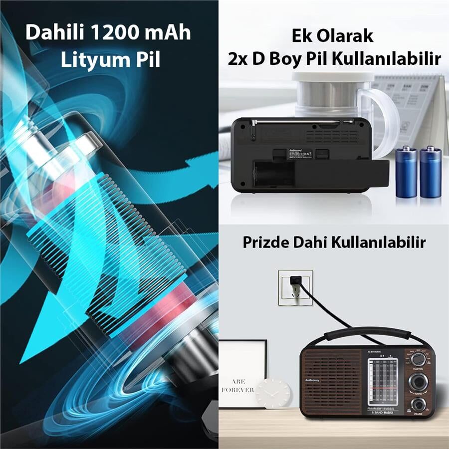 Ayt MagicVoice USR11 Analog Portatif Nostaljik Radyo Fm Usb Sd Mmc Aux 88-108 Fm Frekans Aralığı Ses Bombası