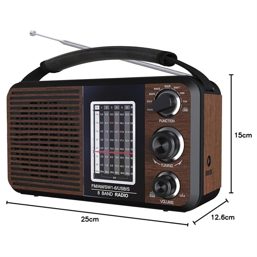 Ayt MagicVoice USR11 Analog Portatif Nostaljik Radyo Fm Usb Sd Mmc Aux 88-108 Fm Frekans Aralığı Ses Bombası