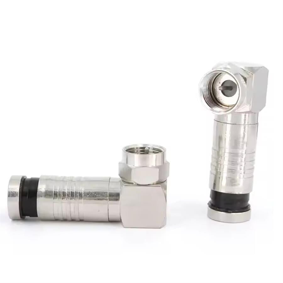 Ayt Nova Sıkmalı RG6 U6 L Tipi Çevirmeli F Konnektör Pensesiz Sıkmalı Uydu Çanak Konnektörü Soket