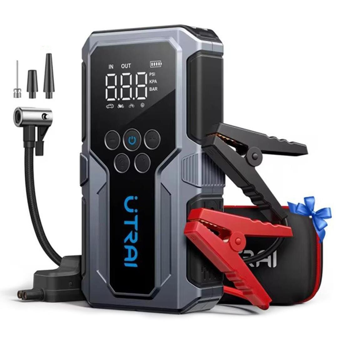Ayt Utrai JS-9 12-24V Akü Şarj Powerbank Lastik Hava Kompresörü Şişirici Taşınabilir Dijital Kablosuz El Feneri Akü Takviye