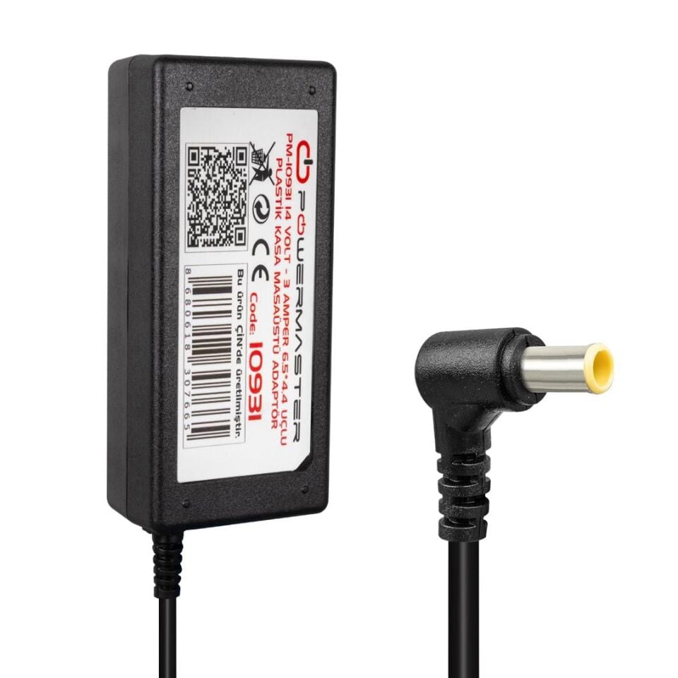 Powermaster 14 Volt 3 Amper 6.5 4.4 Uçlu Masaüstü Samsung Monitör Adaptörü Kısa Devre Korumalı 14V-3A