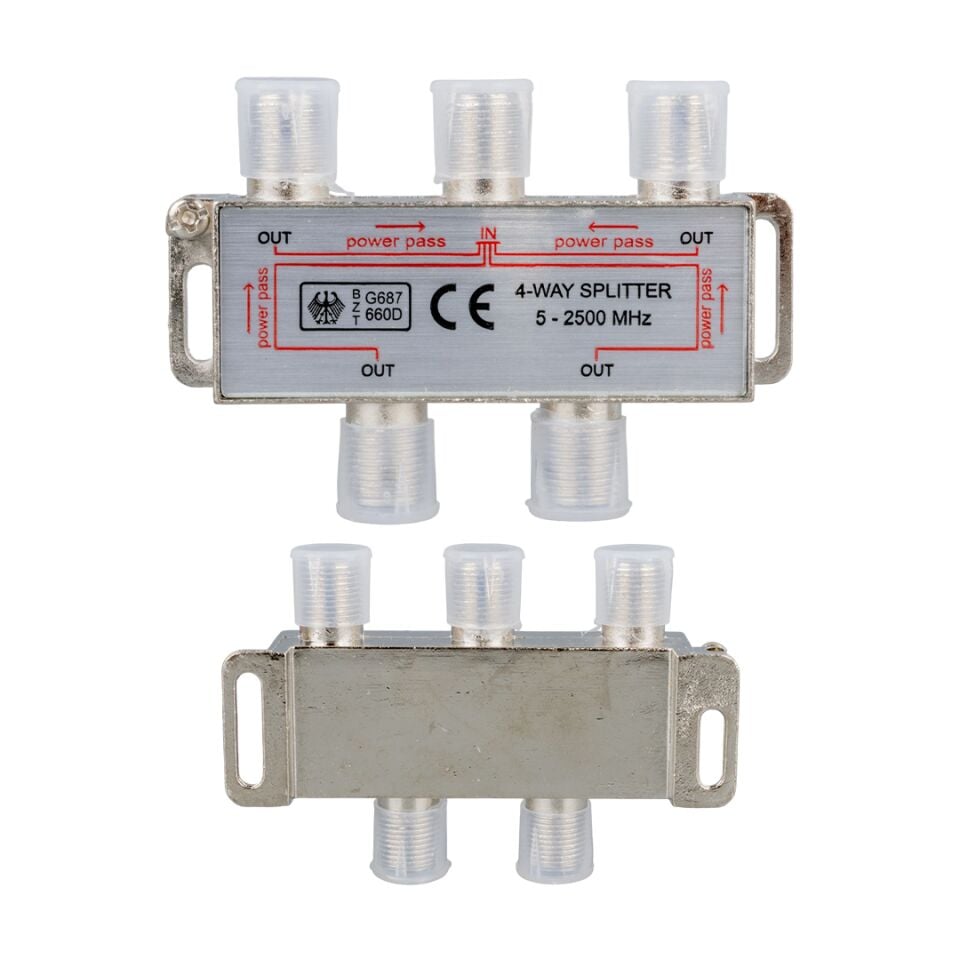 Herz 1/4 Uydu Anten Bölücü Splitter (5-2500 Mhz) Powerpass