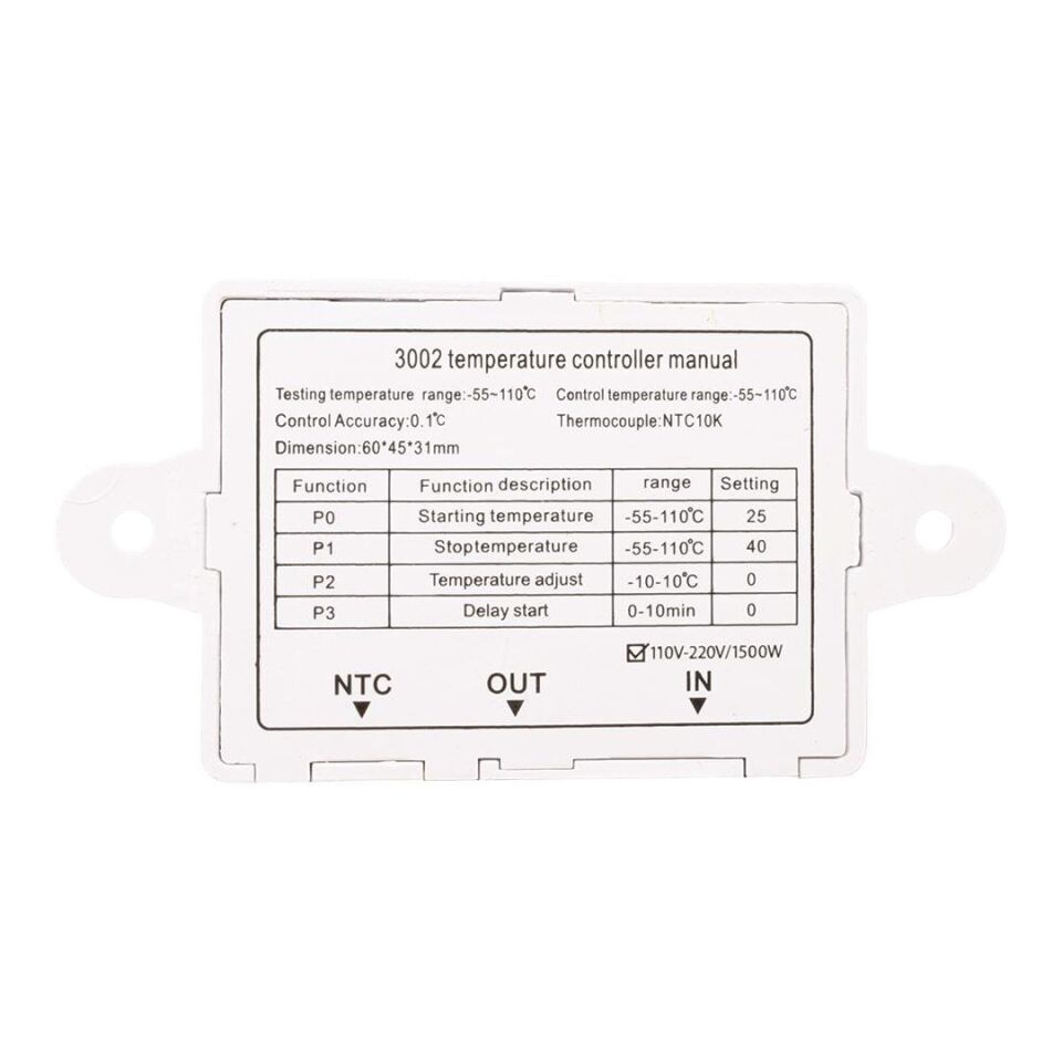 Powermaster XH-W3002 Dijital Kuluçka Sıcaklık Termostat Kontrol Anahtarı Modülü 220V