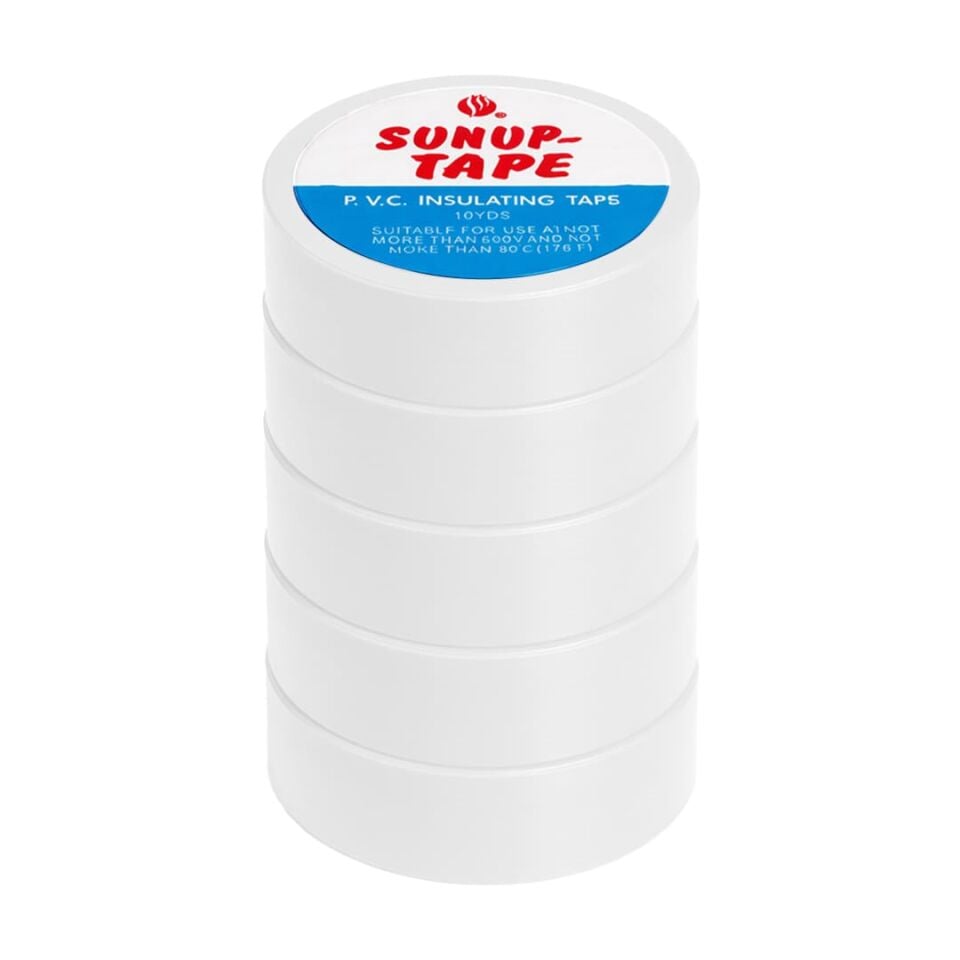 Sunup SN-27924 Beyaz 0.13X18mm İzole PVC Elektrik Yalıtım Bant (5'Li Paket)