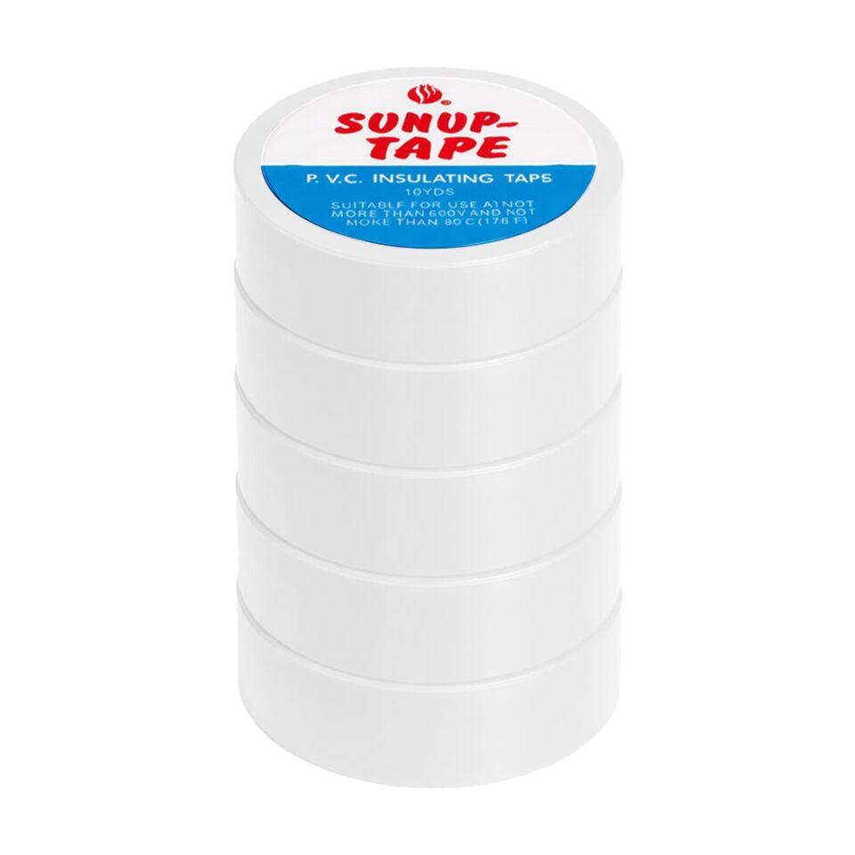 Sunup SN-27924 Beyaz 0.13X18mm İzole PVC Elektrik Yalıtım Bant (5'Li Paket)